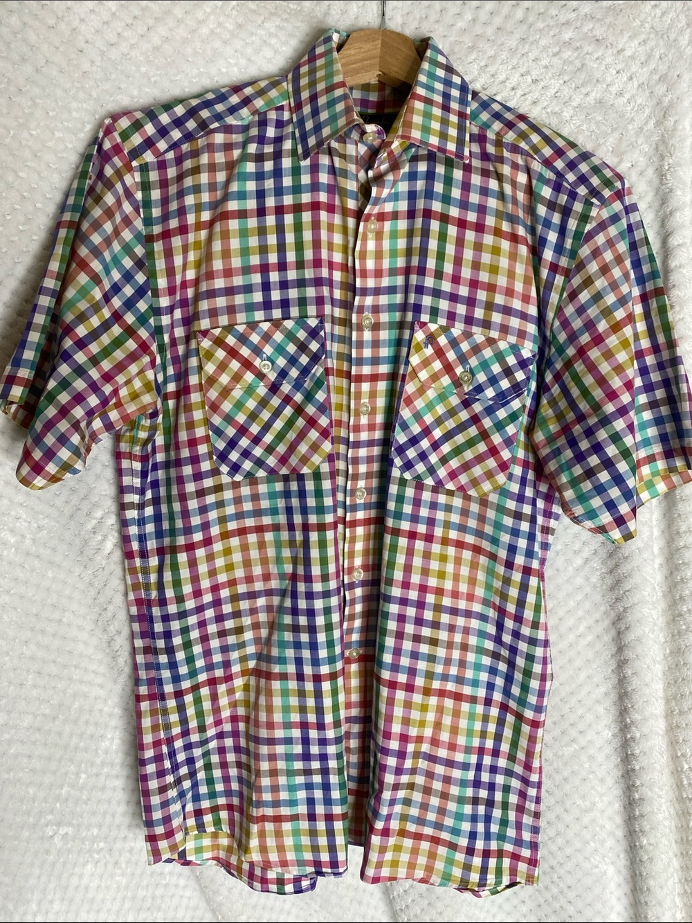 Fernando Pena Multicolor Check Short-Sleeve Men's Shirt